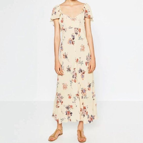 ZARA - Floral Flounce Mid/Maxi Studio Femme Dress NWOT S - Picture 2 of 4
